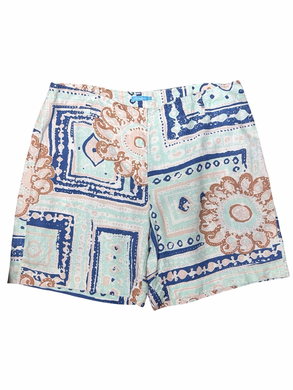 J. Mclaughlin 6” Inseam Linen Pastel Mosaic Tile Floral Patterned Shorts Size 8